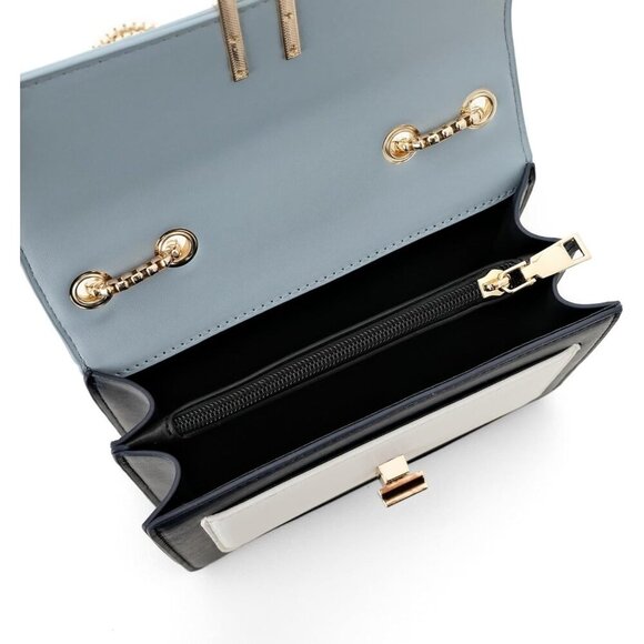 Women Blue Imported Faux Leather Twist Lock Crossbody Designer Shoulder Handbags - Picture 5 of 9